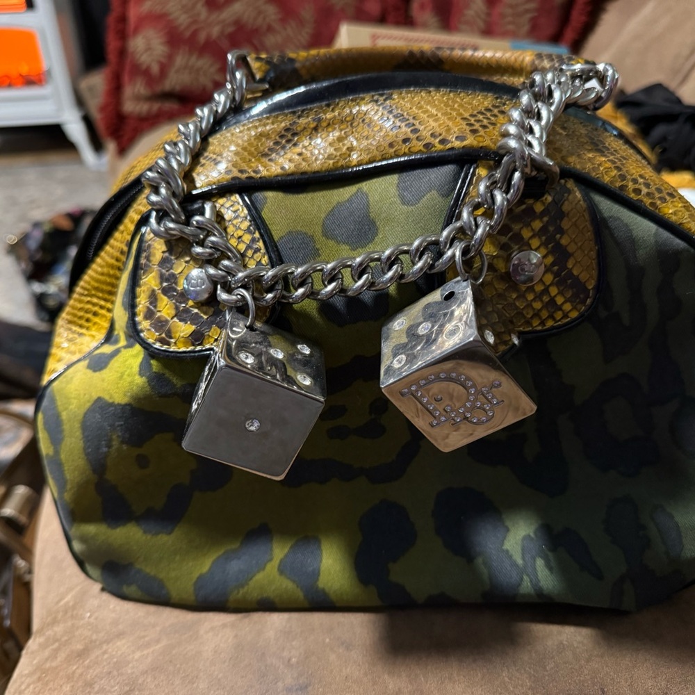 Dior Green and Yellow Camouflage Shoulder Bag